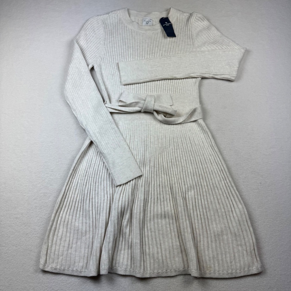 Abercrombie Kids Cream Ribbed Casual Dress